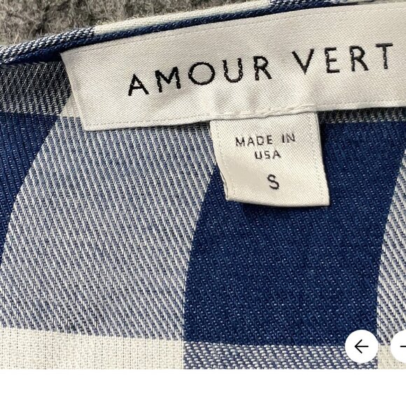 Amour Vert Blue Gingham Wrap Dress Ruffle Hem Midi - Picture 5 of 6